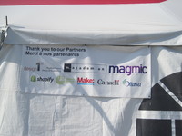 Banner outside the tent